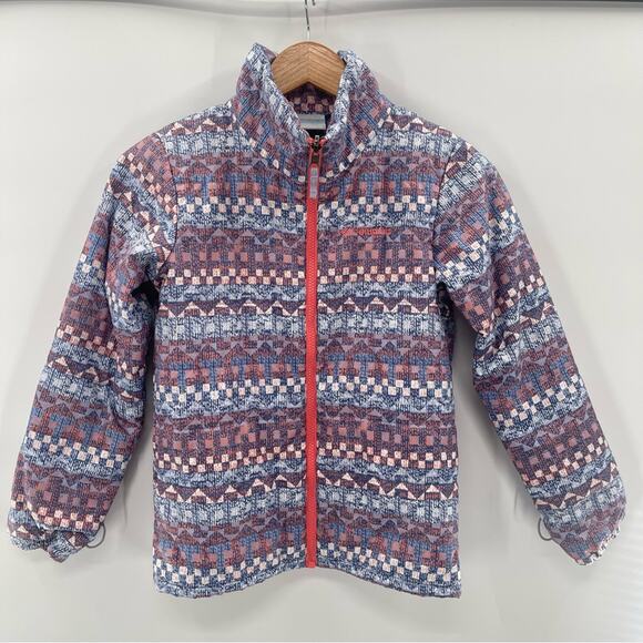 Columbia Interchange Two Layer Blue Southwest Geometric Coat Jacket Girls Medium - Picture 7 of 16